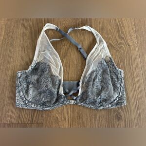 Victoria's Secret Gray Lace Unlined Balconette Bra Women's Bralette Size 34DD